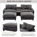 Modern Sectional Sofa With Removable Ottomans, USB Ports by HouseOfZazla