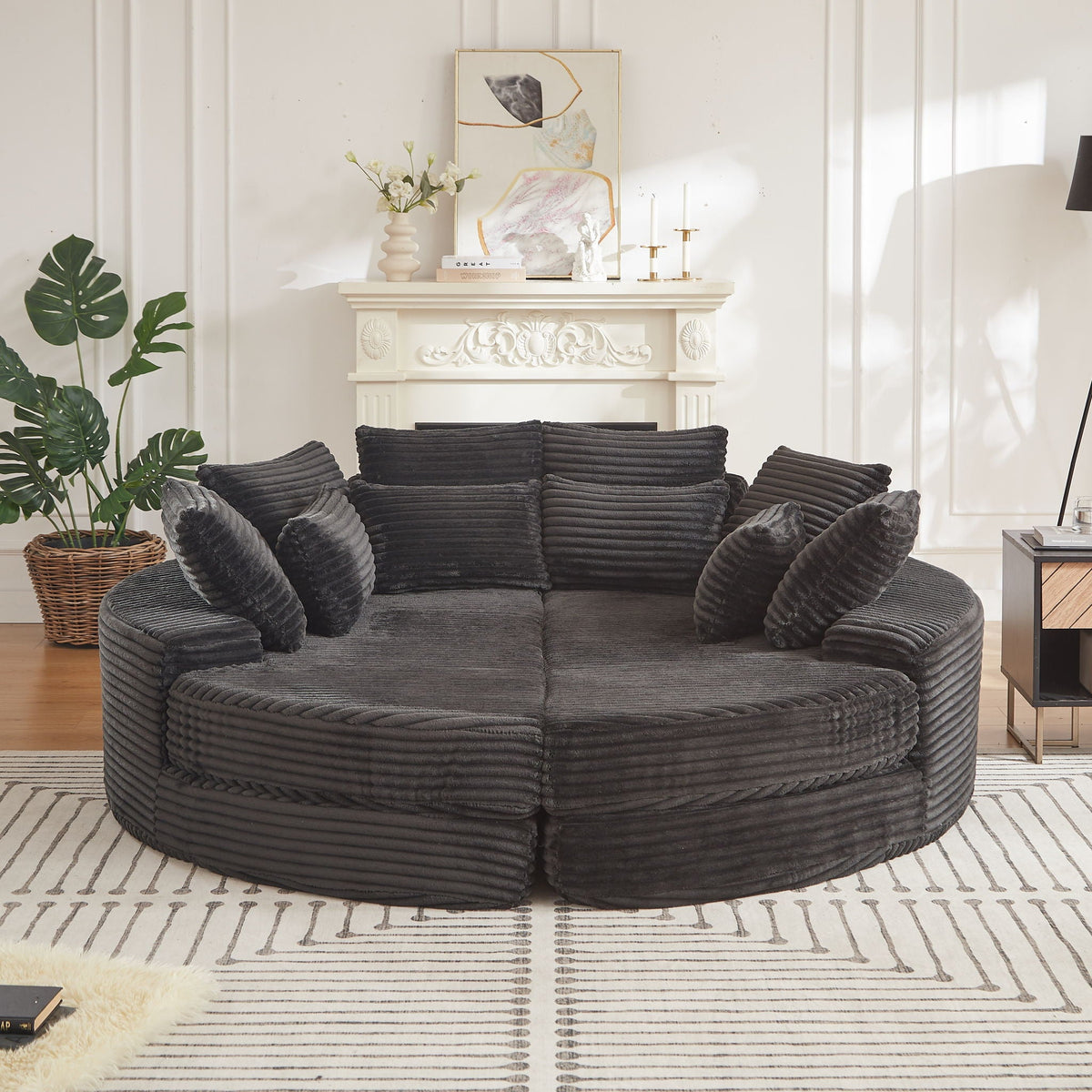 Round Oversized Sofa Bed With 5 Throw Pillows, photo 5 of 31