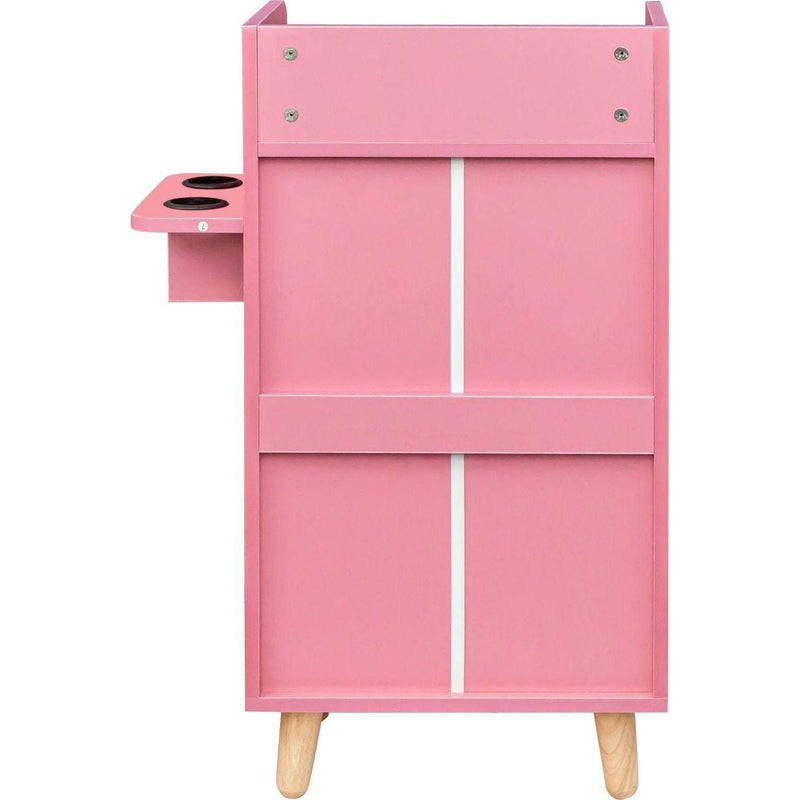 4 -Layer Salon Storage Cabinet,Beauty Barber Salon Styling Station Organizer Equipment,Hair Stylist Station Set with 2 Hair Dryer Holders,4 Drawers and Raised Table Legs