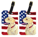 USA American Flag with Labrador Luggage Tag
