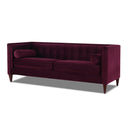 Jack 84" Modern Tuxedo Tufted Sofa, Burgundy Velvet