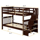 Stairway Bunk Bed With Storage And Guard Rail For Bedroom by HouseOfZazla