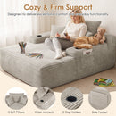 Convertible Chaise Lounge Sleeper Sofa with Cup Holders & Pillows