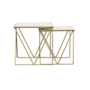 Bette 2-piece Marble Top Nesting Table Set White and Gold
