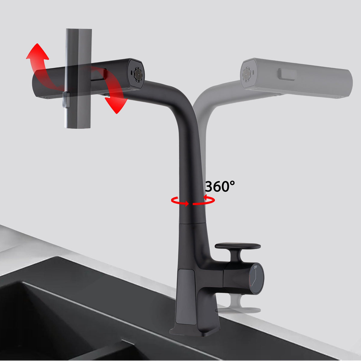 Waterfall Kitchen Faucet With Temperature Display And Pull Down Sprayer, photo 5 of 16
