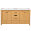 Bathroom Vanity With Double Sink, Soft Close Doors & Drawers Handles - Wood