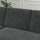 85 Inches Sofa Bed, 3 Seater Sleeper Sofa with Storage Chaise, Square Handrail With Pull and Copper nail,Chenille-Dark Grey, Pull Out Couch for Living Room