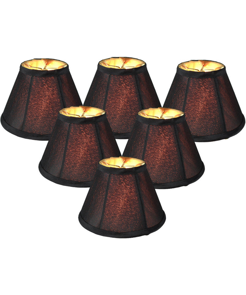 6"W x 5"H Set of 6 Candelabra Stretch Black With Gold Liner Clip-On Lampshade