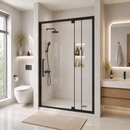 Semi-Frameless Pivot Hinged Glass Shower Door 56-60 in W x 72 in H, Matte Black by HouseOfZazla