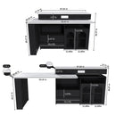 Kitchen Island With Extendable Rotating Table, 4 Drawers & Glass Door Cabinets, Built In Socket - Black by HouseOfZazla