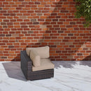 Outdoor 33" Wide Corner Wedge With Cushions - Beige / Brown by HouseOfZazla