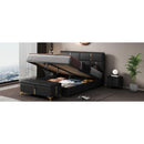 2-Pieces Bedroom Sets,Queen Size Upholstered Platform Bed with Hydraulic Storage System,Storage Ottoman with Metal Legs,Black