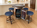 Whiskey & Wine Barrel Stool — Memory Foam, Dark Navy Blue Upholstery