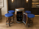 Whiskey & Wine Barrel Bar Set — Cabinet Storage, Bar Stools, No Top