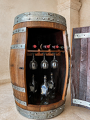 Whiskey & Wine Barrel Multi-Use Bar — Display Cabinet, Stemware Shelf