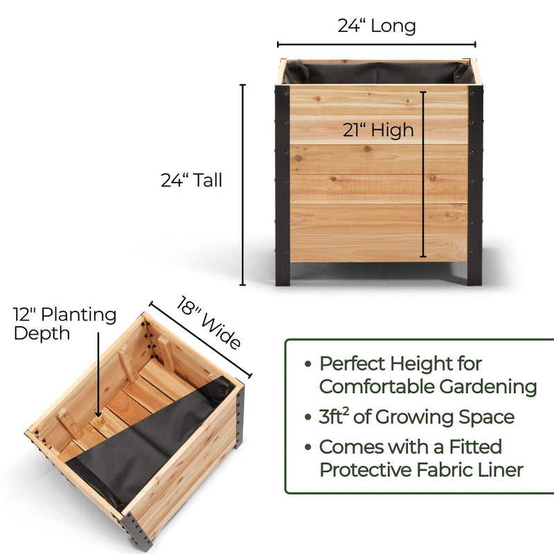 18" x 24" Planter Box - 24" TALL / Select Grade, dimensions drawing