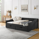 Upholstered Tufted Daybed With 2 Drawers, Waved Arms by HouseOfZazla