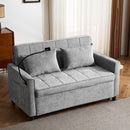 56.9' Loveseat Sofa Pull-out Sofa Bed Sleeper Sofa with a Reversible Backrest Cushion, Side Pockets, Two USB Ports and a Phone Holder for Living Room, Grey
