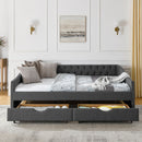 Upholstered Tufted Daybed With 2 Drawers, Waved Arms by HouseOfZazla