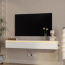 Floating TV Stand with LED Lights & Power Outlet