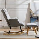 35.5 inch Rocking Chair, Soft Houndstooth Fabric Leather Fabric Rocking Chair for Nursery, Comfy Wingback Glider Rocker with Safe Solid Wood Base for Living Room Bedroom Balcony (light grey)