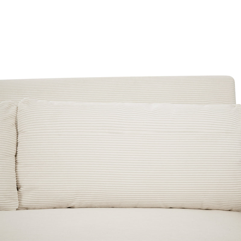 57.48" Pull-out Sofa Bed Convertible Couch 2 Seat Loveseat Sofa Modern Sleeper Sofa with Two Throw Pillows and USB Ports for Living Room, Beige