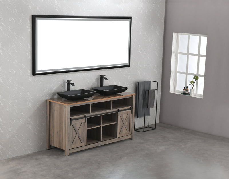 14.38" L -22.25" W -4-3/8 in. H Matte Shell Glass Rectangular Vessel Bathroom Sink in Black with Faucet and Pop-Up Drain in Matte Black