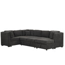 U-Shaped Sectional Sofa Pull Out Sofa Bed With Two USB Ports, Two Power Sockets, Three Back Pillows And A Storage Chaise For Living Room by HouseOfZazla