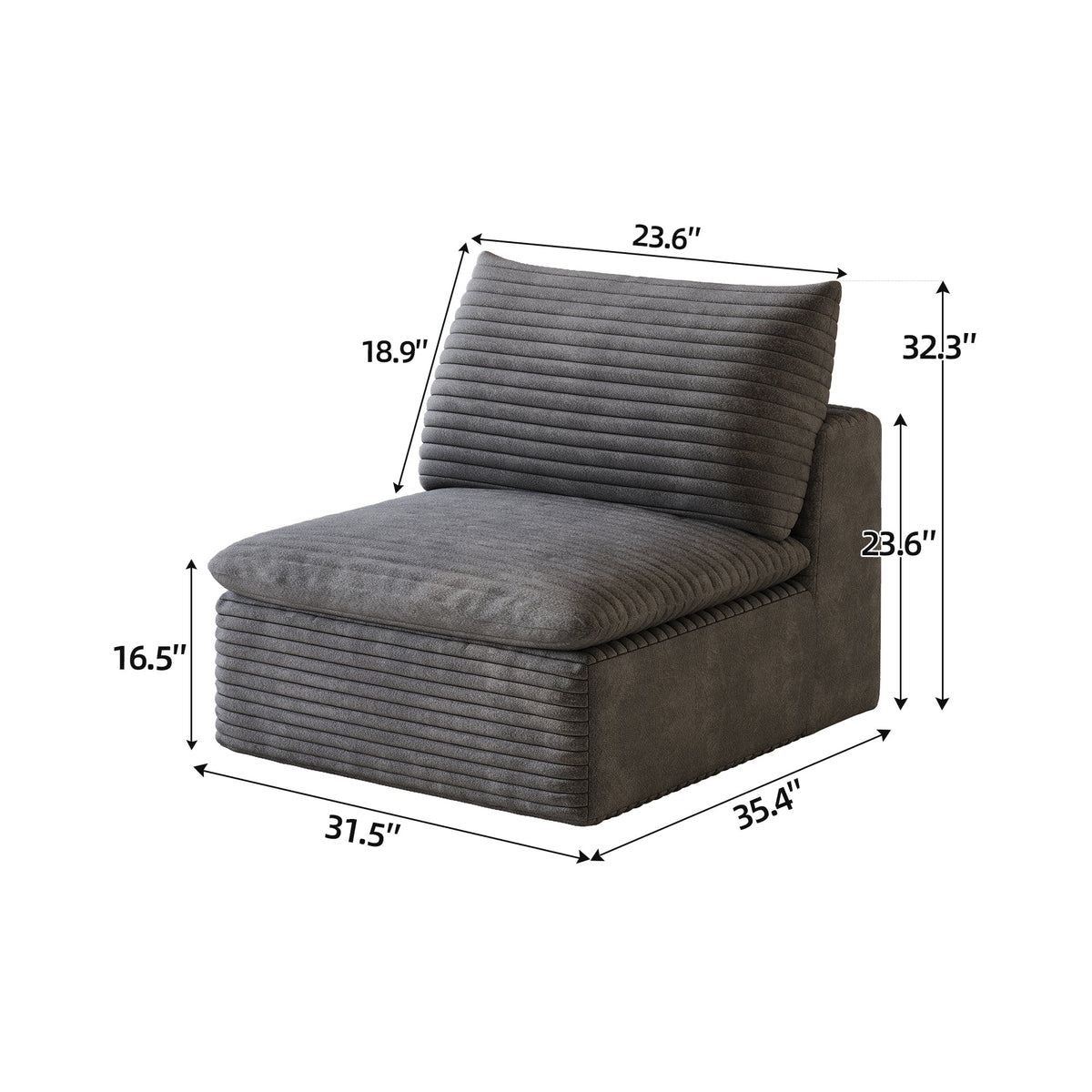 1 Middle Seat Sofa - Dark Fabric, photo 6 of 7