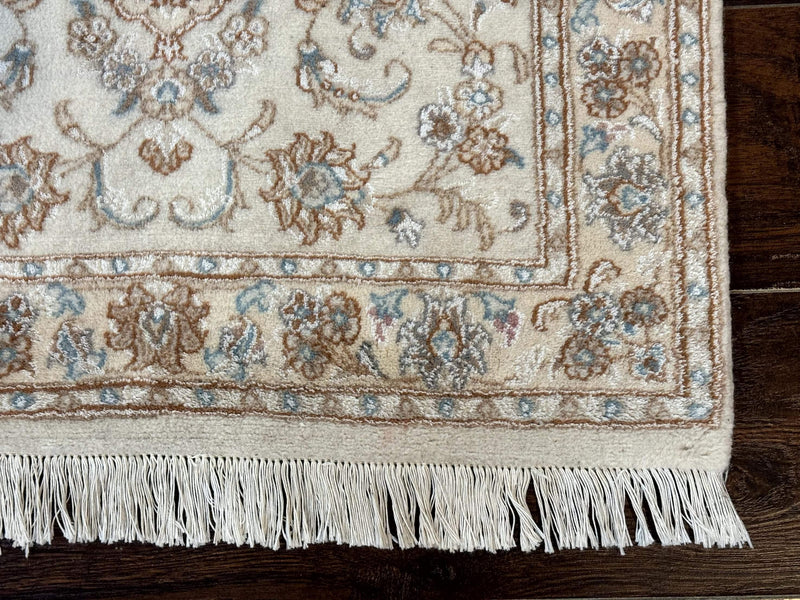 Small Persian Tabriz Rug 2.6 x 3.8, Vintage, Wool and Silk Highlights, Fine 225 KPSI