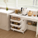 4 In 1 Folding Sewing Table With Lockable Wheels, Multi Functional Craft Station - White by HouseOfZazla