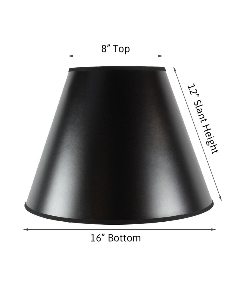 16"W x 12"H Bold Black with True Gold Lining Hard Back Empire Lampshade