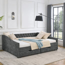 Upholstered Tufted Daybed With 2 Drawers, Waved Arms by Unique Piece Furniture