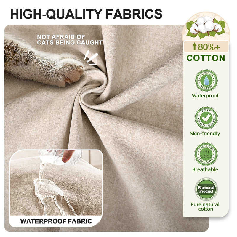 Combination Sofa Three Seats Cat Scratch Material High and Low Armrest Design Bacta Style beige