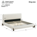 Elegant Boucle Upholstered Bed With Solid Wood Legs