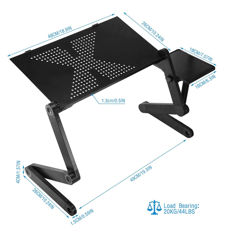 Foldable Laptop Table Bed Notebook Desk with Mouse Board Aluminum Alloy Breakfast Snacking Tray for Home Office Travel Use, photo 6 of 11
