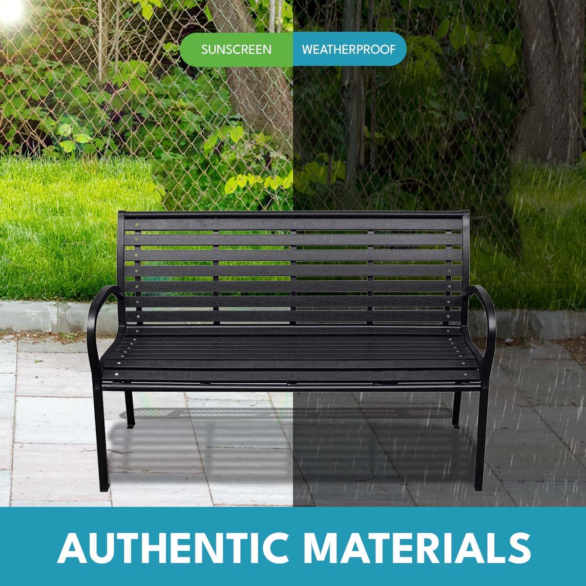 Patio Bench Steel - Black, photo 2 of 7