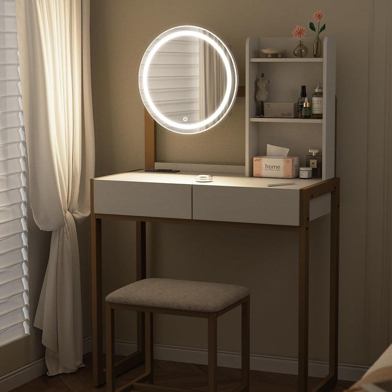 Small Vanity Desk with Mirror and Lights, photo 5 of 7