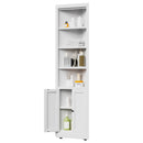Tall Corner Storage Cabinet With 2 Doors, 5-Tier With Adjustable Shelves, Freestanding - White