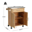 Indoor Compact Bamboo Rolling Kitchen Cart with Stainless Steel Top by HouseOfZazla