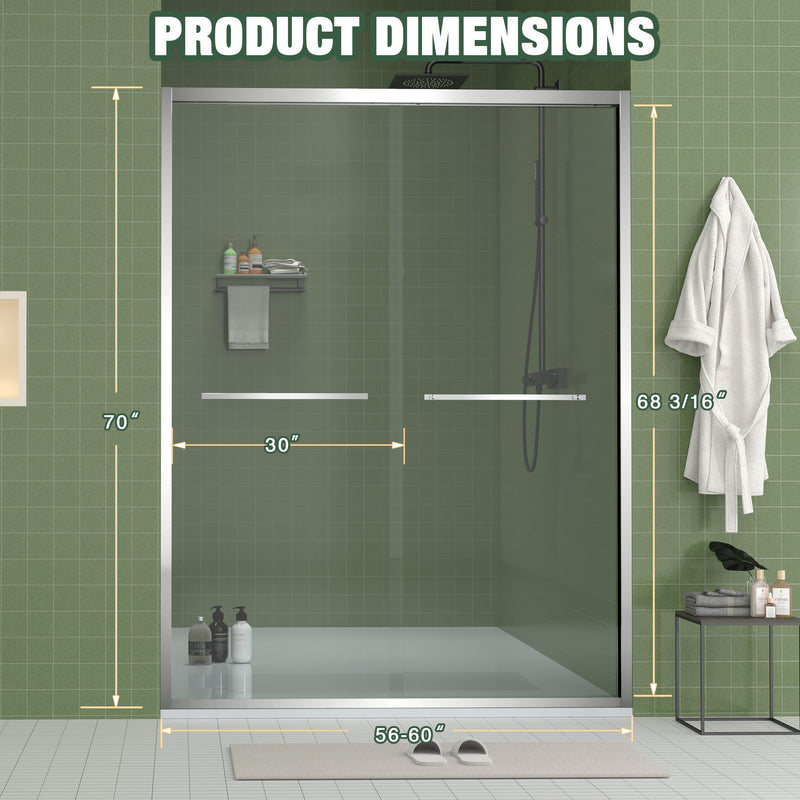 Aluminum Frame Double Sliding Shower Door (56-60"x70"), photo 2 of 10