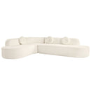 Extra Large Sectional Sofa Soft Fabric Upholstery, Elegant Curved Design With 3 Round Cushions, High - Resilience Foam For Ultimate Comfort - Beige