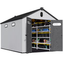 8 Ft. W X 12 Ft. D Plastic Storage Shed With Floor - Black / Gray by HouseOfZazla