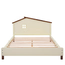 3-Pieces Bedroom Sets Full Size Platform Bed with Nightstand and Storage dresser, Cream+Walnut