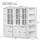 Retro Style Wall Suit With Glass Doors, 75.25" Tall Display Cabinets & Triangle Sided Bookshelves - White by HouseOfZazla
