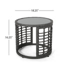Achill Outdoor Modern Boho Wicker Side Table With Glass Top - Gray by HouseOfZazla