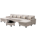 Nolan - Fabric 6 Piece Sectional Sofa With Pillows And Interchangeable Legs by HouseOfZazla