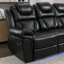 Home Theater Seating Manual Recliner Chair With Center Console And Led Light Strip For Living Room by HouseOfZazla
