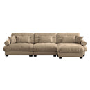 Modern Sectional Sofa With Ottoman, Round Bolster Armrests, Waist And Throw Pillows by HouseOfZazla