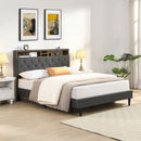 Modern Upholstered Platform Bed Frame With Button Tufted Headboard And USB Ports by HouseOfZazla